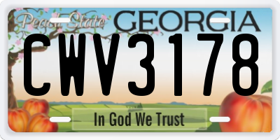 GA license plate CWV3178