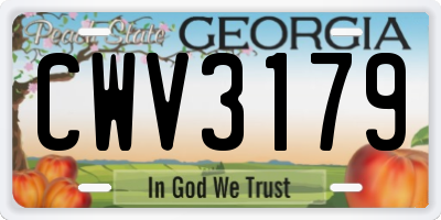 GA license plate CWV3179