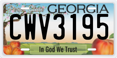 GA license plate CWV3195