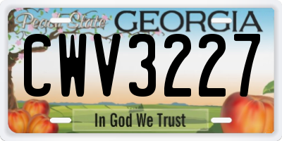 GA license plate CWV3227