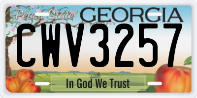 GA license plate CWV3257