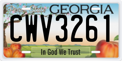 GA license plate CWV3261