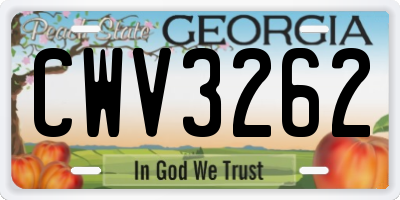 GA license plate CWV3262