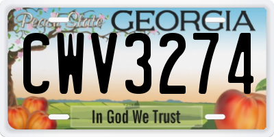 GA license plate CWV3274