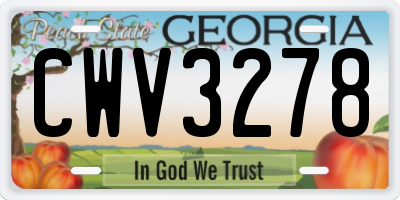 GA license plate CWV3278