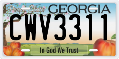 GA license plate CWV3311