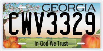 GA license plate CWV3329
