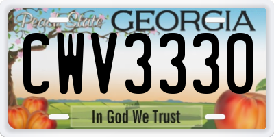 GA license plate CWV3330