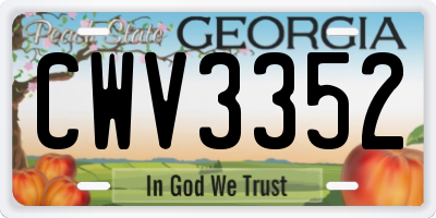 GA license plate CWV3352