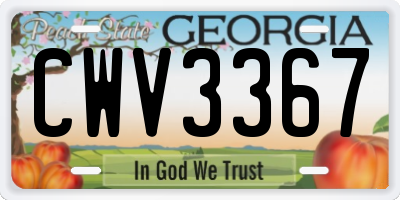 GA license plate CWV3367