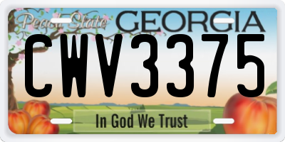 GA license plate CWV3375