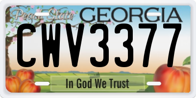 GA license plate CWV3377