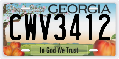 GA license plate CWV3412