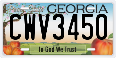 GA license plate CWV3450
