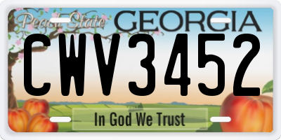 GA license plate CWV3452