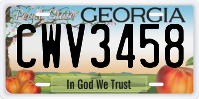 GA license plate CWV3458
