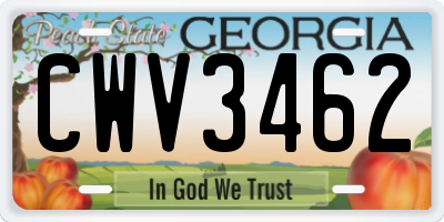 GA license plate CWV3462