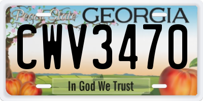 GA license plate CWV3470