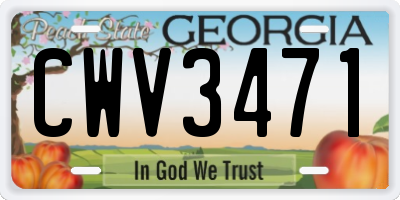 GA license plate CWV3471