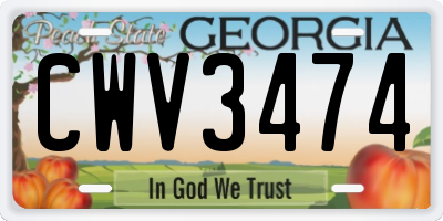 GA license plate CWV3474