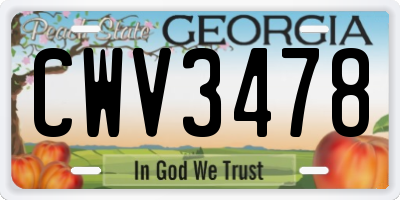 GA license plate CWV3478
