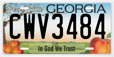 GA license plate CWV3484