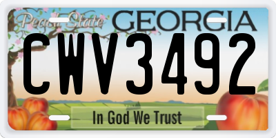 GA license plate CWV3492