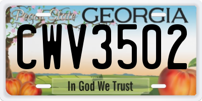 GA license plate CWV3502