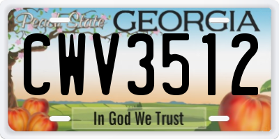 GA license plate CWV3512
