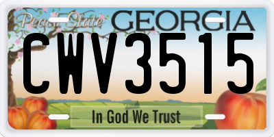 GA license plate CWV3515
