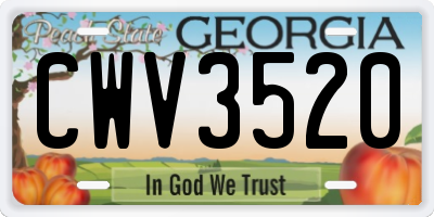 GA license plate CWV3520