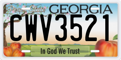GA license plate CWV3521
