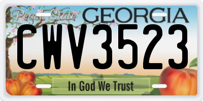 GA license plate CWV3523
