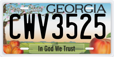 GA license plate CWV3525
