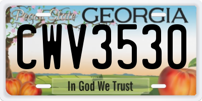GA license plate CWV3530