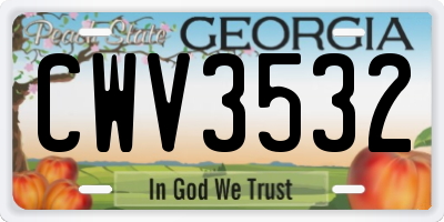 GA license plate CWV3532