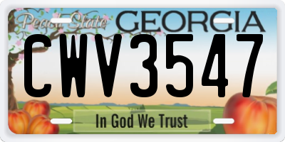 GA license plate CWV3547