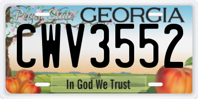 GA license plate CWV3552