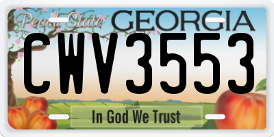 GA license plate CWV3553