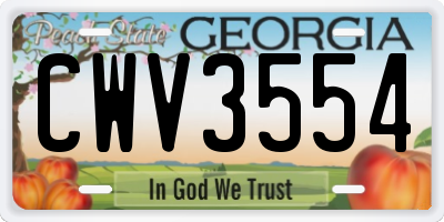 GA license plate CWV3554
