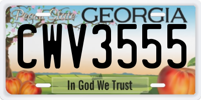 GA license plate CWV3555