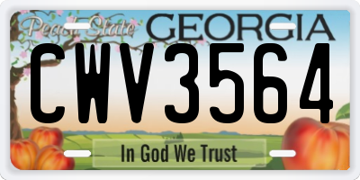 GA license plate CWV3564