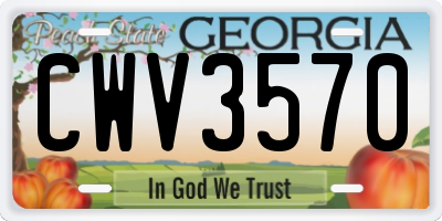 GA license plate CWV3570