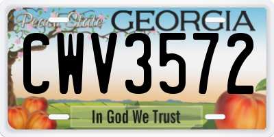GA license plate CWV3572