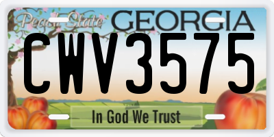 GA license plate CWV3575