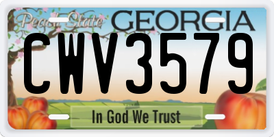 GA license plate CWV3579