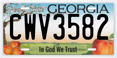 GA license plate CWV3582