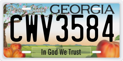 GA license plate CWV3584