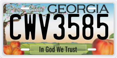GA license plate CWV3585