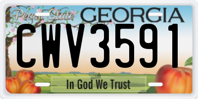GA license plate CWV3591